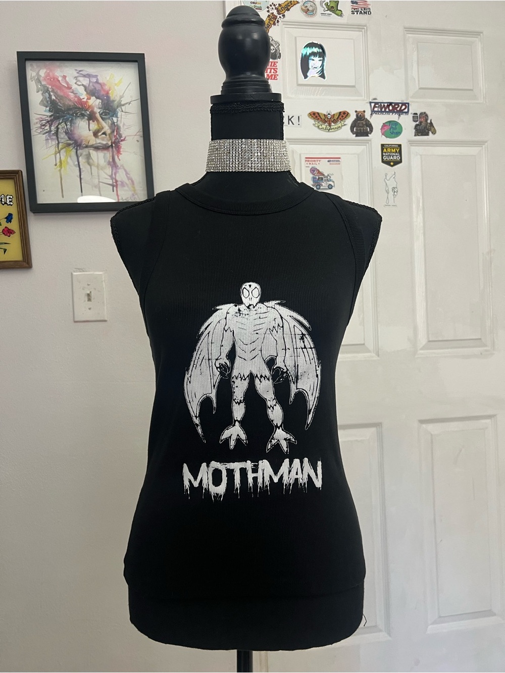 Black Mothman Graphic Tank Top